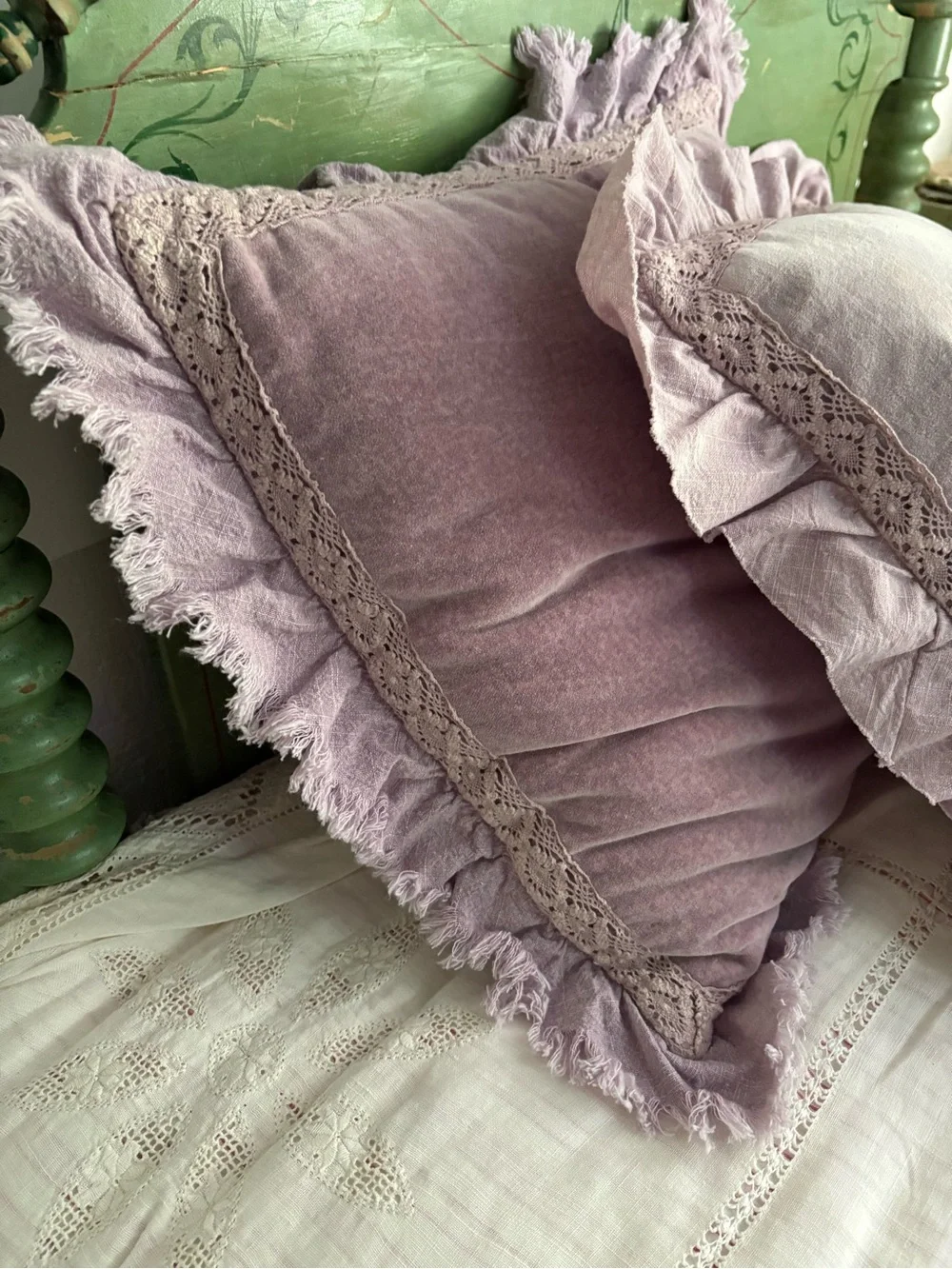 Shabby Chic Lavender Velvet Ruffle Pillow Covers Rachel Ashwell